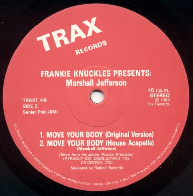 FRANKIE KNUCKLES PRESENTS MARSHALL JEFFERSON - Move Your Body