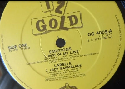 EMOTIONS / LABELLE / JOHNNIE TAYLOR / JOE DASSIN - Best Of My Love / Lady Marmalade / Disco Lady / Indian Summer