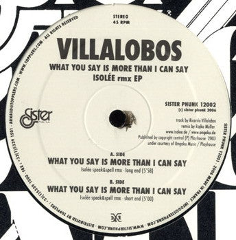VILLALOBOS - What You Say Is More Than I Can Say (Isolée Rmx EP)