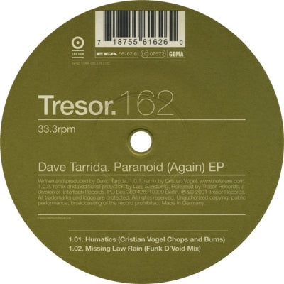 DAVE TARRIDA - Paranoid (Again)