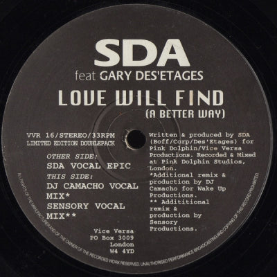 SDA FEAT GARY DES'ETAGES - Love Will Find (A Better Way)