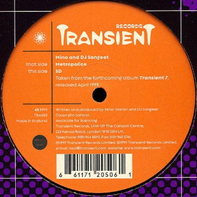 MINO AND DJ SANGEET - Metropolice / 3D