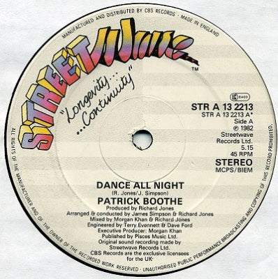 PATRICK BOOTHE - Dance All Night