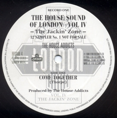 VARIOUS - The House Sound Of London - Vol. IV - "The Jackin' Zone" (12" Sampler No.1)