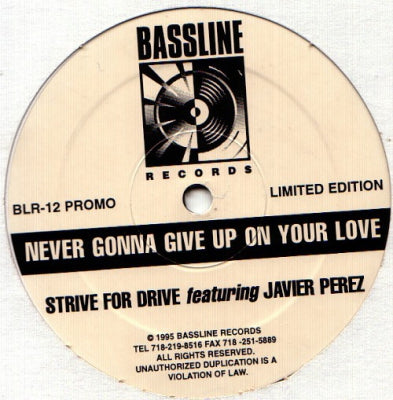 STRIVE FOR DRIVE FEATURING JAVIER PEREZ - Never Gonna Give Up On Your Love