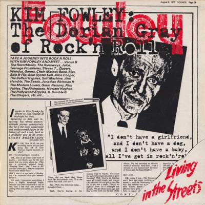KIM FOWLEY - Living In The Streets