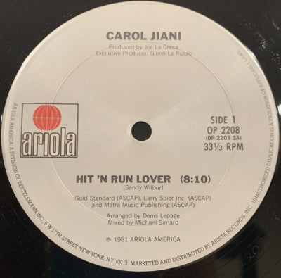 CAROL JIANI - Hit 'N Run Lover