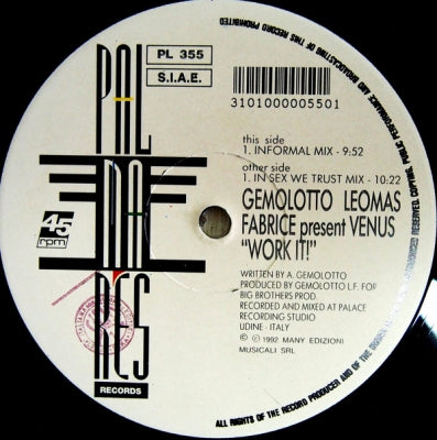 GEMOLOTTO / LEO MAS / FABRICE PRESENT VENUS - Work It!