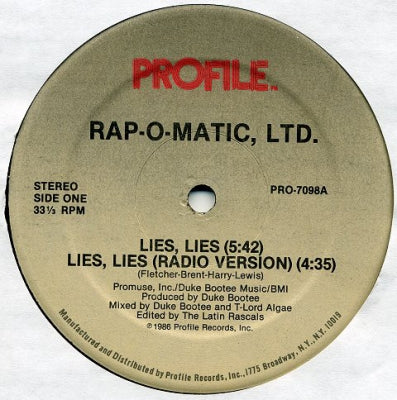 RAP-O-MATIC, LTD. - Lies, Lies