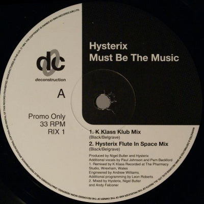 HYSTERIX - Must Be The Music / Talk To Me