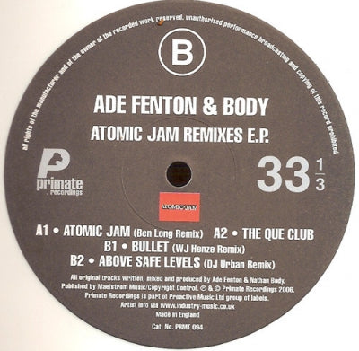 ADE FENTON & BODY - Atomic Jam Remixes E.P.