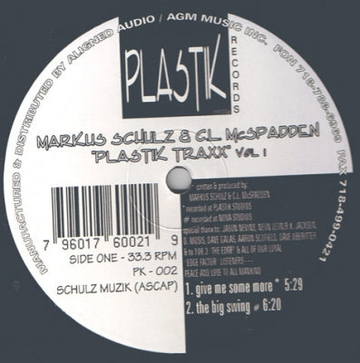 MARKUS SCHULZ & CL MCSPADDEN - Plastik Traxx Vol. 1