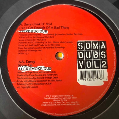 FUNK D'VOID / ENVOY - Soma Dubs Vol 2: Can't Get Enough Of A Bad Thing (Steve Bug Dub) / Move On (Alex Smoke Dub)