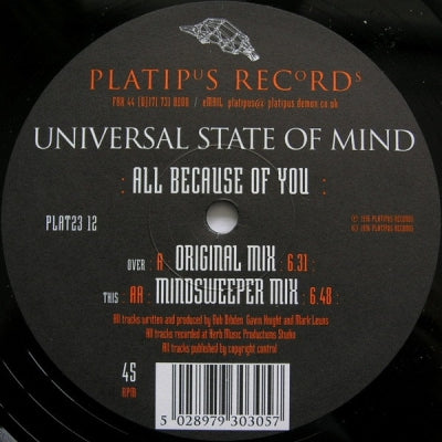 UNIVERSAL STATE OF MIND - All Because Of You