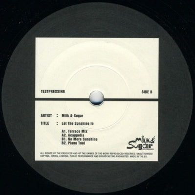 MILK & SUGAR - Let The Sunshine In