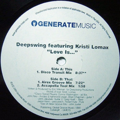 DEEPSWING FEATURING KRISTI LOMAX - Love Is...