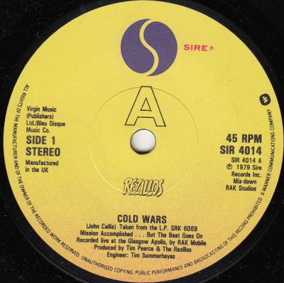 THE REZILLOS - Cold Wars