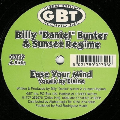 BILLY "DANIEL" BUNTER & SUNSET REGIME - Ease Your Mind / Progression
