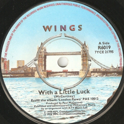 WINGS - With A Little Luck / Backwards Traveller / Cuff Link