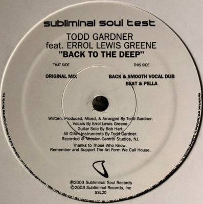 TODD GARDNER FEAT. ERROL LEWIS GREENE - Back 2 Deep