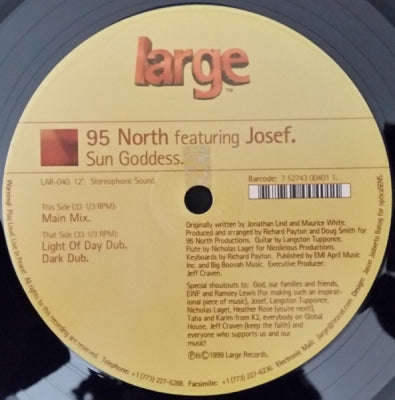 95 NORTH FEATURING JOSEF. - Sun Goddess