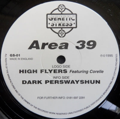 AREA 39 FEATURING CORELLE - High Flyers / Dark Perswayshun