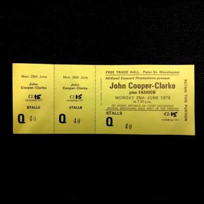 JOY DIVISION / JOHN COOPER-CLARKE - Ticket - Free Trade Hall, Manchester 25th June 1979