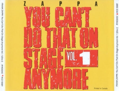 FRANK ZAPPA - You Can't Do That On Stage Anymore Vol. 1