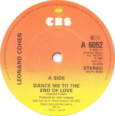 LEONARD COHEN - Dance Me To The End Of Love