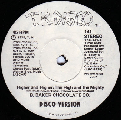 B. BAKER CHOCOLATE CO. - Higher And Higher / The High And The Mighty
