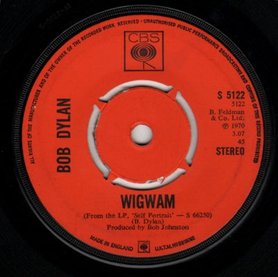BOB DYLAN - Wigwam / Copper Kettle (The Pale Moonlight).