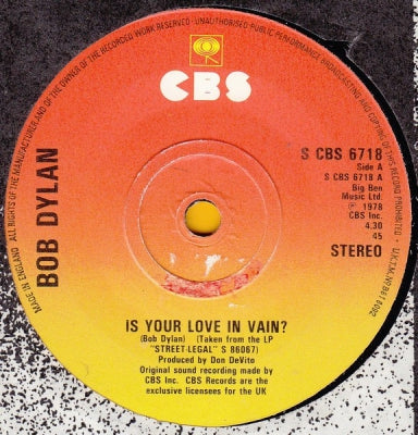 BOB DYLAN - Is Your Love In Vain? / We Better Talk This Over