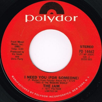 THE JAM - I Need You (For Someone) / In The City