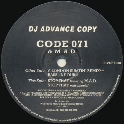 CODE 071 & M.A.D - A London Sumtin' (Remix) / Bassline Dub / Stop That