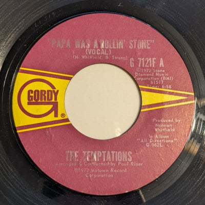 THE TEMPTATIONS - Papa Was A Rollin' Stone (& Instrumental).