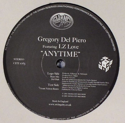 GREGORY DEL PIERO FEATURING LZ LOVE - Anytime