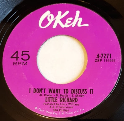 LITTLE RICHARD - I Don't Want To Discuss It / Hurry Sundown