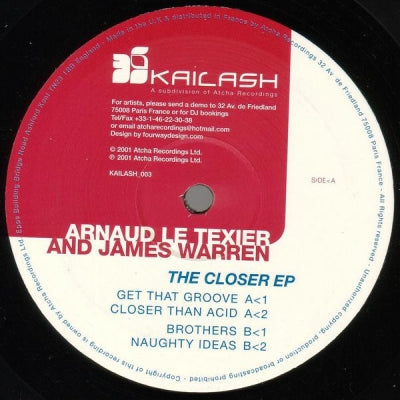 ARNAUD LE TEXIER AND JAMES WARREN - The Closer EP