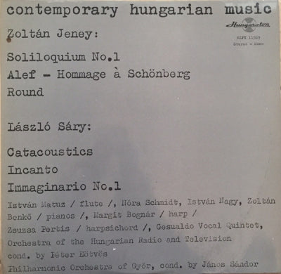 ZOLTáN JENEY / LáSZLó SáRY - Contemporary Hungarian Music