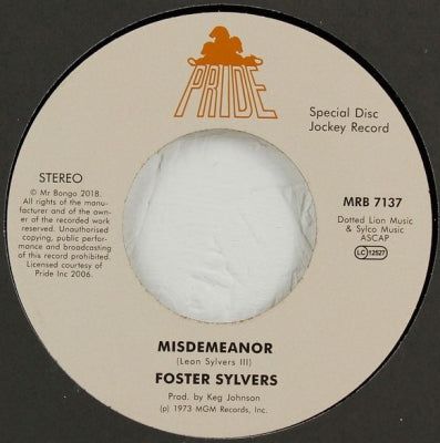 FOSTER SYLVERS - Misdemeanor / When I'm Near You