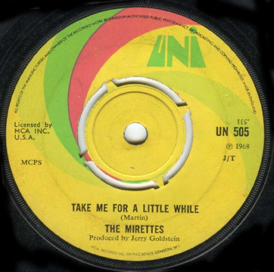 THE MIRETTES - Take Me For A Little While / The Real Thing