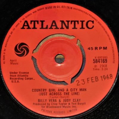 BILLY VERA & JUDY CLAY - Country Girl And A City Man (Just Across The Line) / Let It Be Me