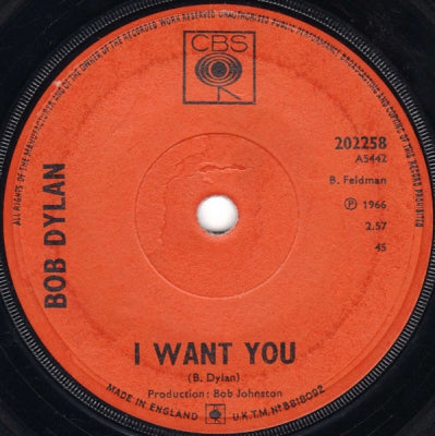 BOB DYLAN - I Want You / Just Like Tom Thumb's Blues