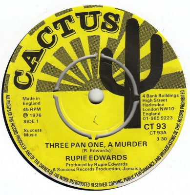 RUPIE EDWARDS - Three Pan One, A Murder / Say A Prayer.