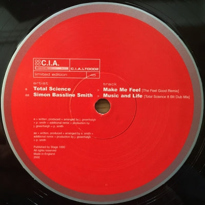 TOTAL SCIENCE / SIMON BASSLINE SMITH - Make Me Feel / Music And Life (Remixes)