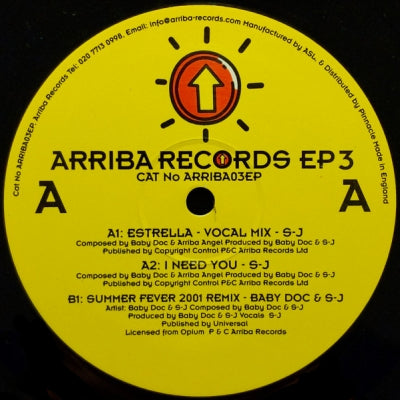 BABY DOC & SJ - Arriba Records EP3 (Estrella / I Need You / Summer Fever - 2001 Remix)