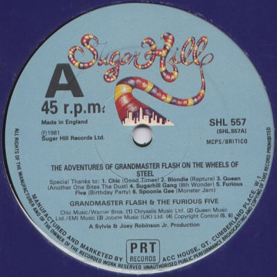GRANDMASTER FLASH & THE FURIOUS FIVE - The Adventures Of Grandmaster Flash On The Wheels Of Steel / The Birthday Party (Instrumental)