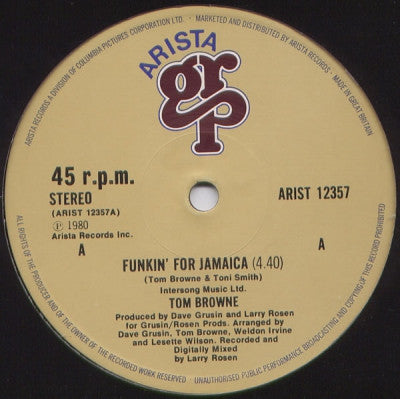 TOM BROWNE - Funkin' For Jamaica