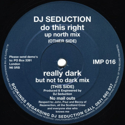 DJ SEDUCTION - Do This Right / Really Dark