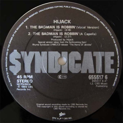 HIJACK - The Badman Is Robbin'